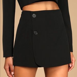 Lulus Black High Waisted Button Skort